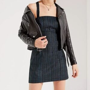 Urban Outfitters Torin Empire-Waist Blue Check Corduroy Dress